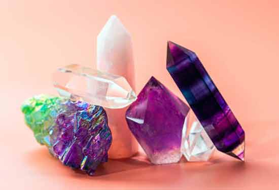 Clear quartz crystals